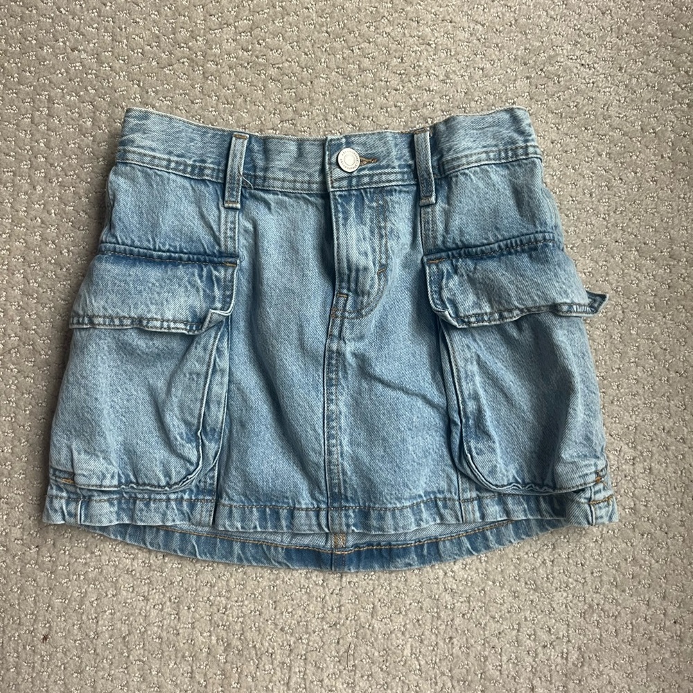 Denim cargo mini skirt
